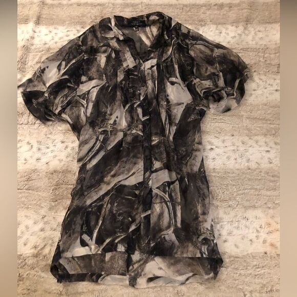 𝅺: : ROBERT RODRIGUEZ Sheer Short Sleeve Tunic or Dress Style Long Blouse : : - Picture 2 of 14
